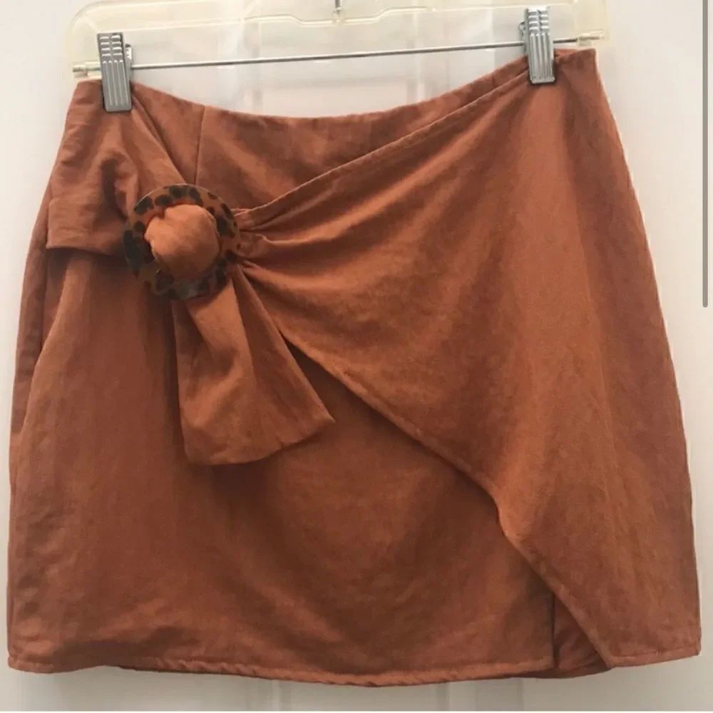 NEW Honey Punch Brown Wrap Skirt